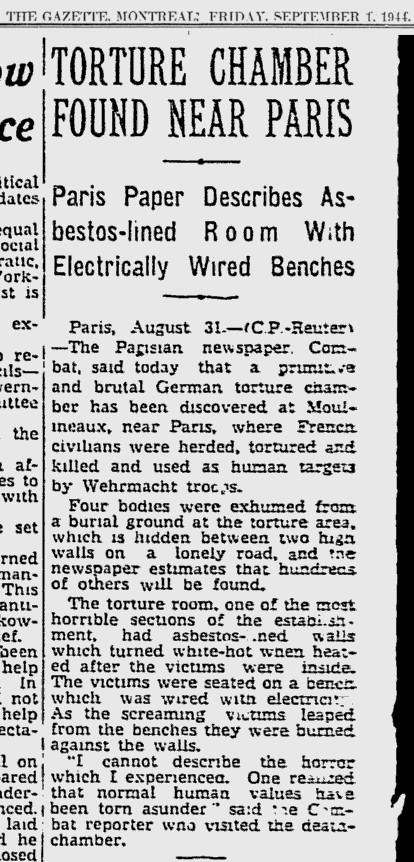 Gestapo torture chamber in Paris reported to have electrified benches and white-hot asbestos walls, atrocity propaganda.jpg