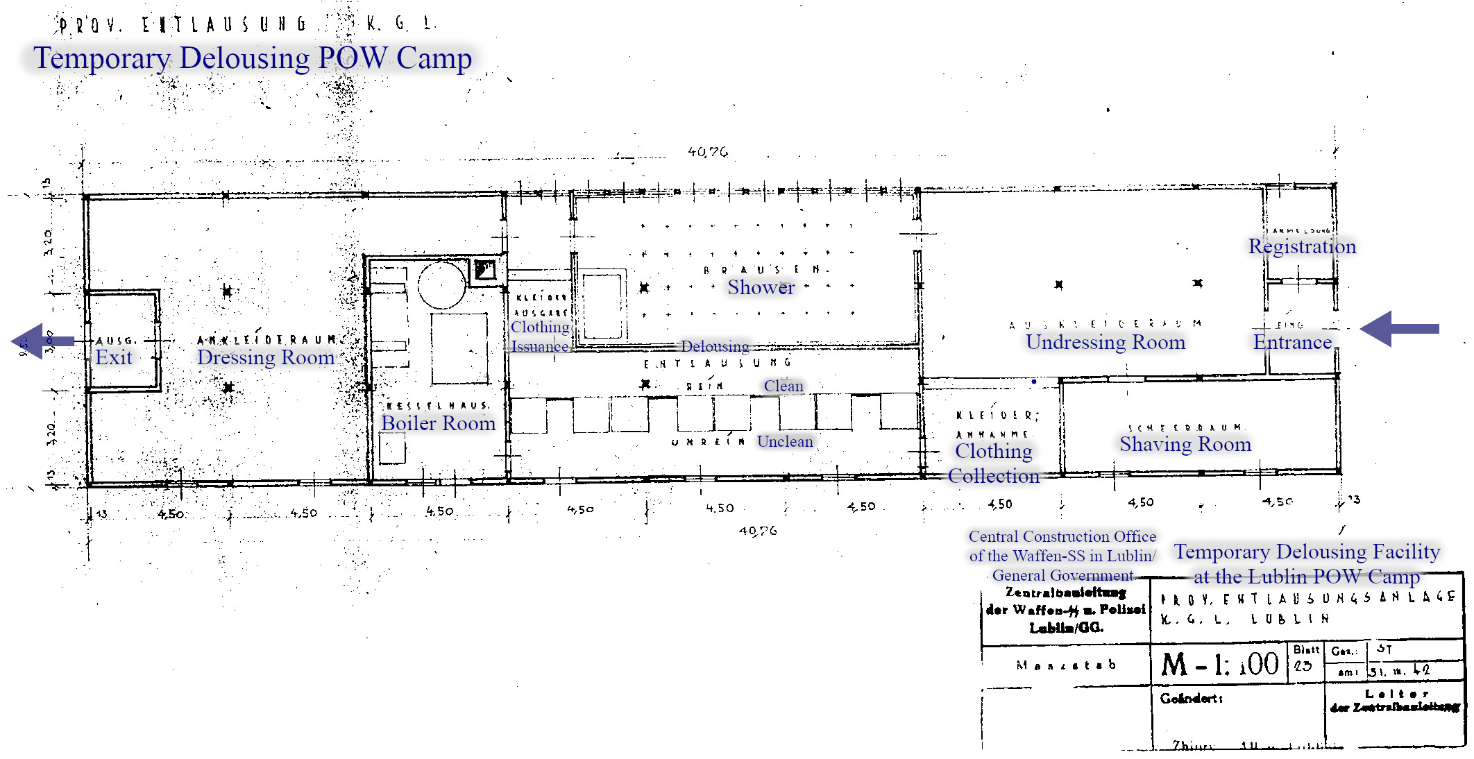 diagram of planned disinfestation facility at Majdanek, which later became B42, Mar-31-1942, from Mattogno with my translation.jpg